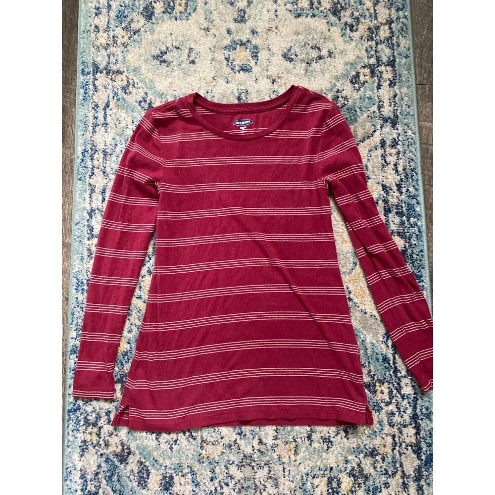 Pink top with white stripes